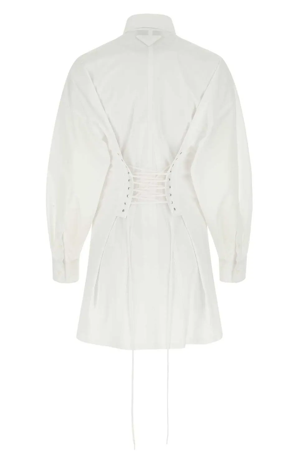 Prada Lace-Up Long Sleeved Shirt Dress