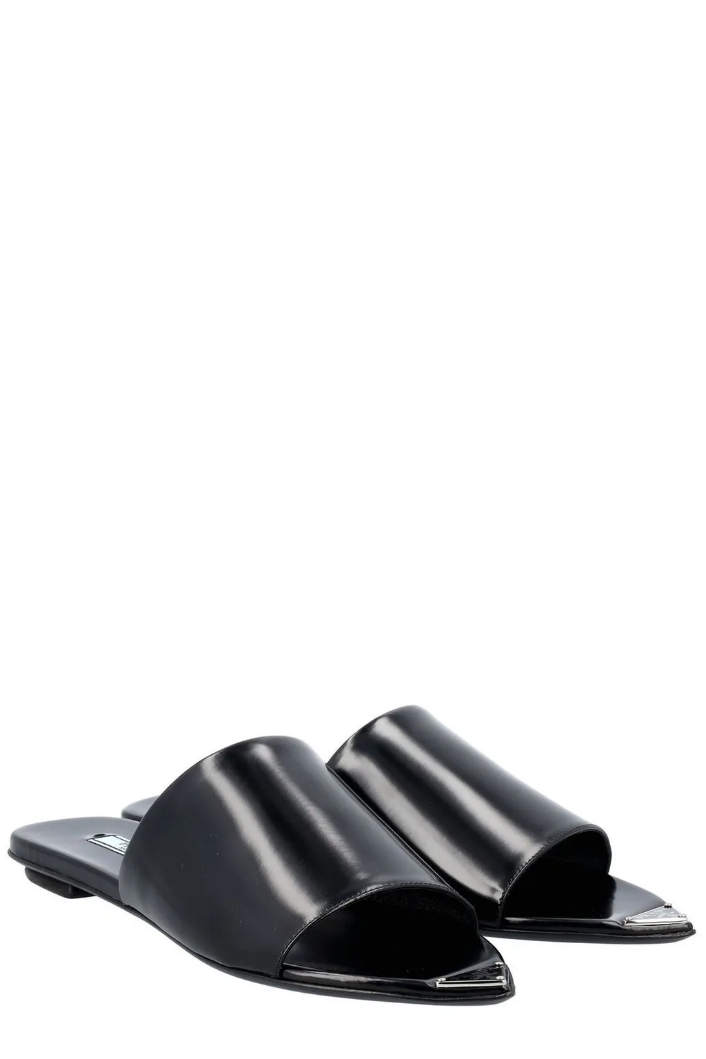 Prada Logo Plaque Slip-On Sandals