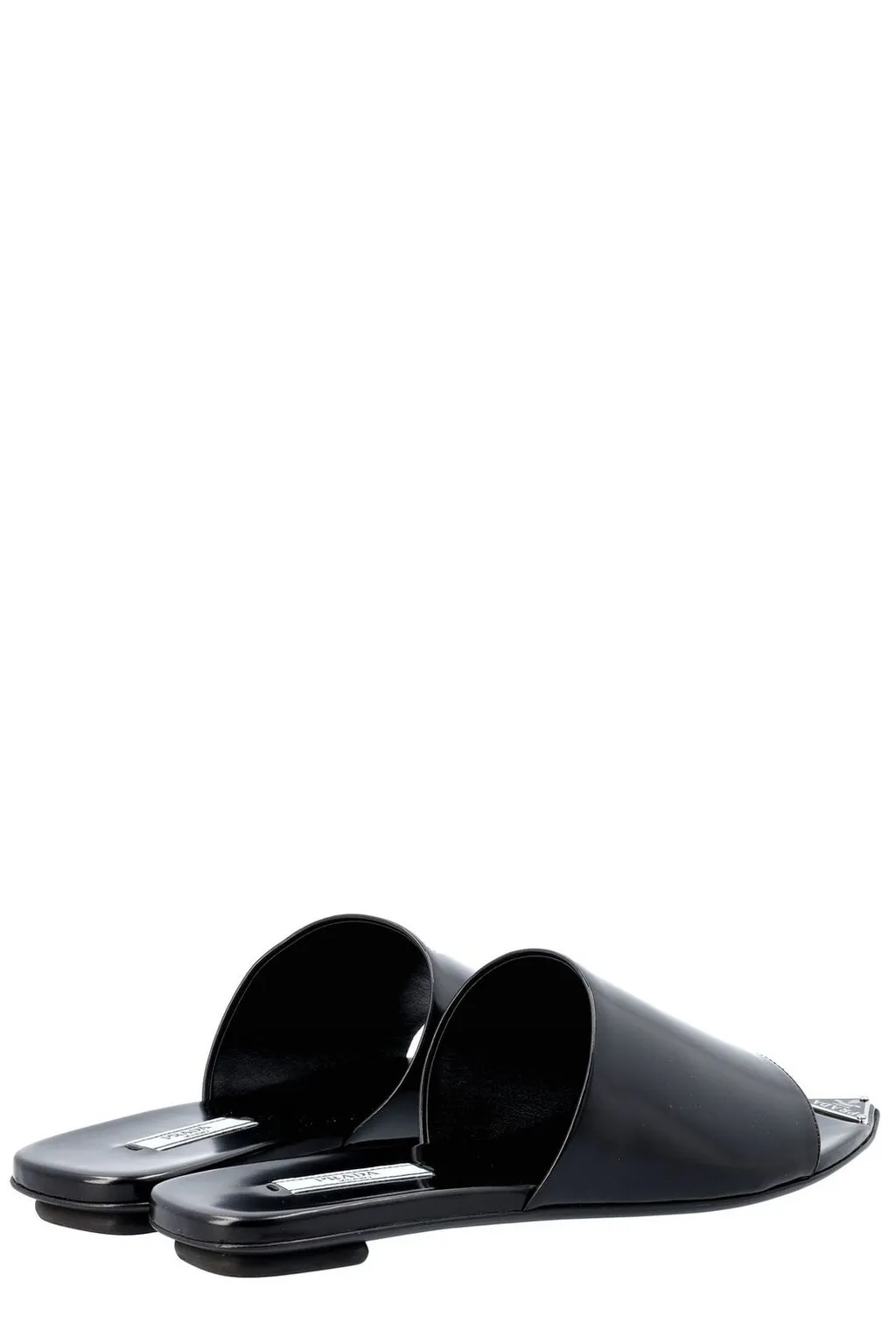 Prada Logo Plaque Slip-On Sandals