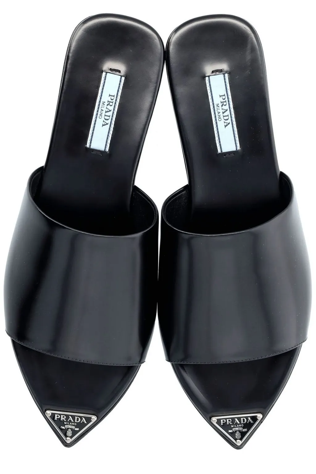 Prada Logo Plaque Slip-On Sandals