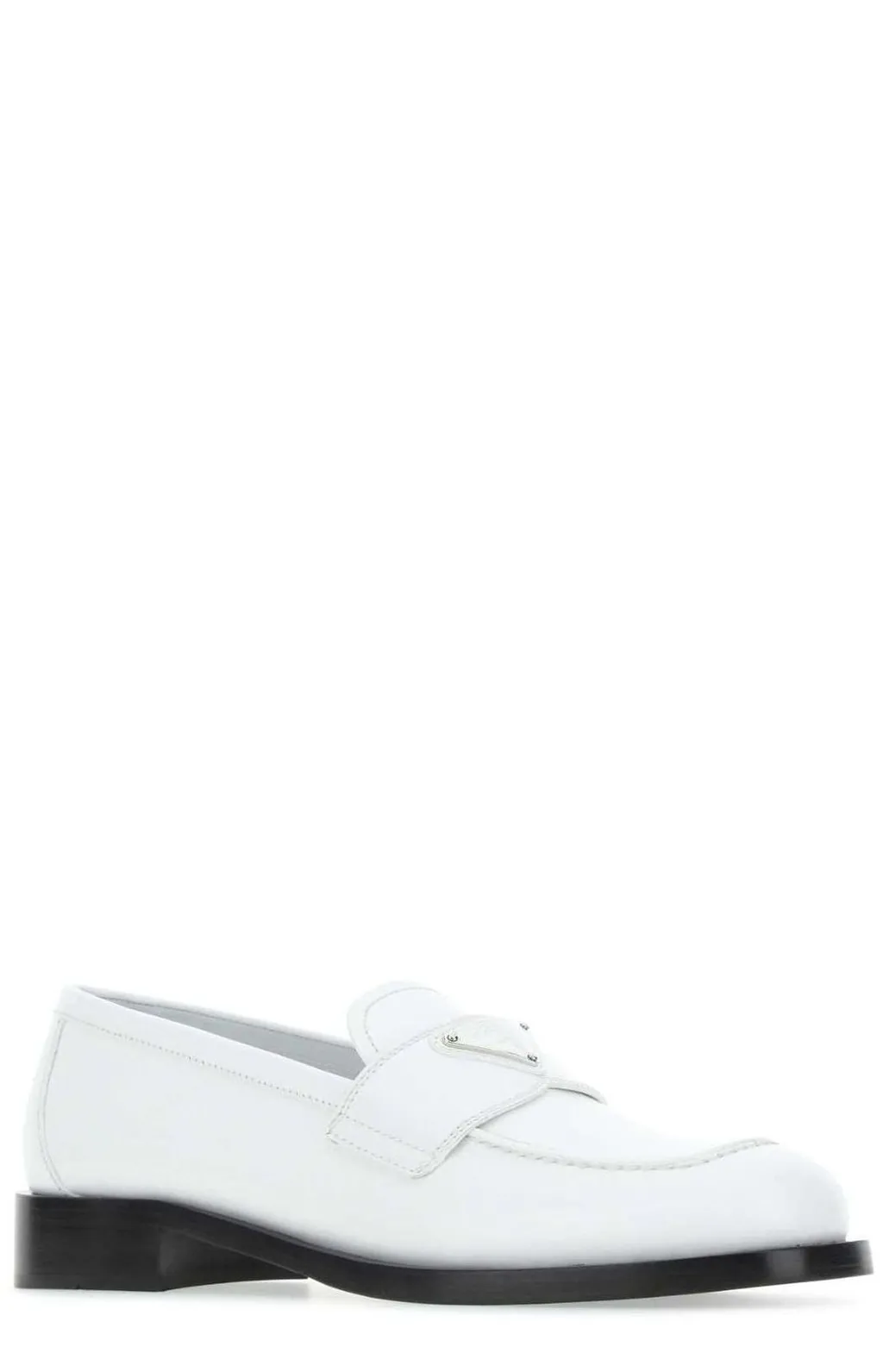 Prada Logo Plaque Brushed Loafers