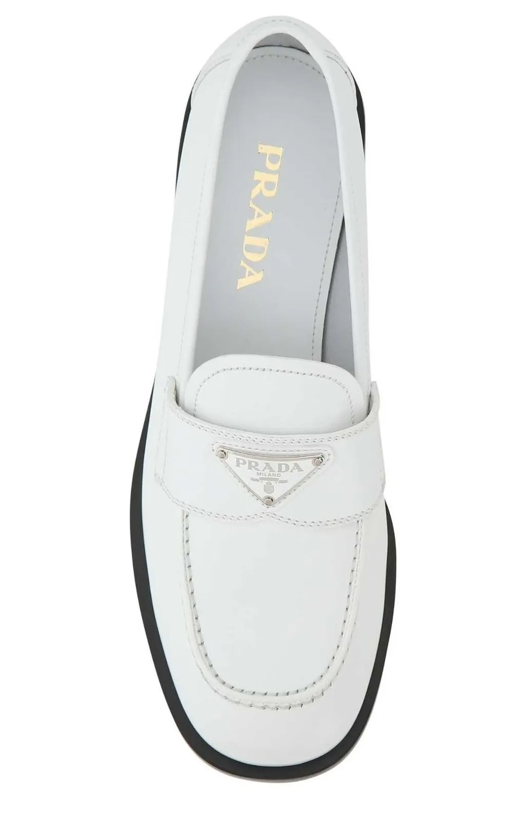 Prada Logo Plaque Brushed Loafers