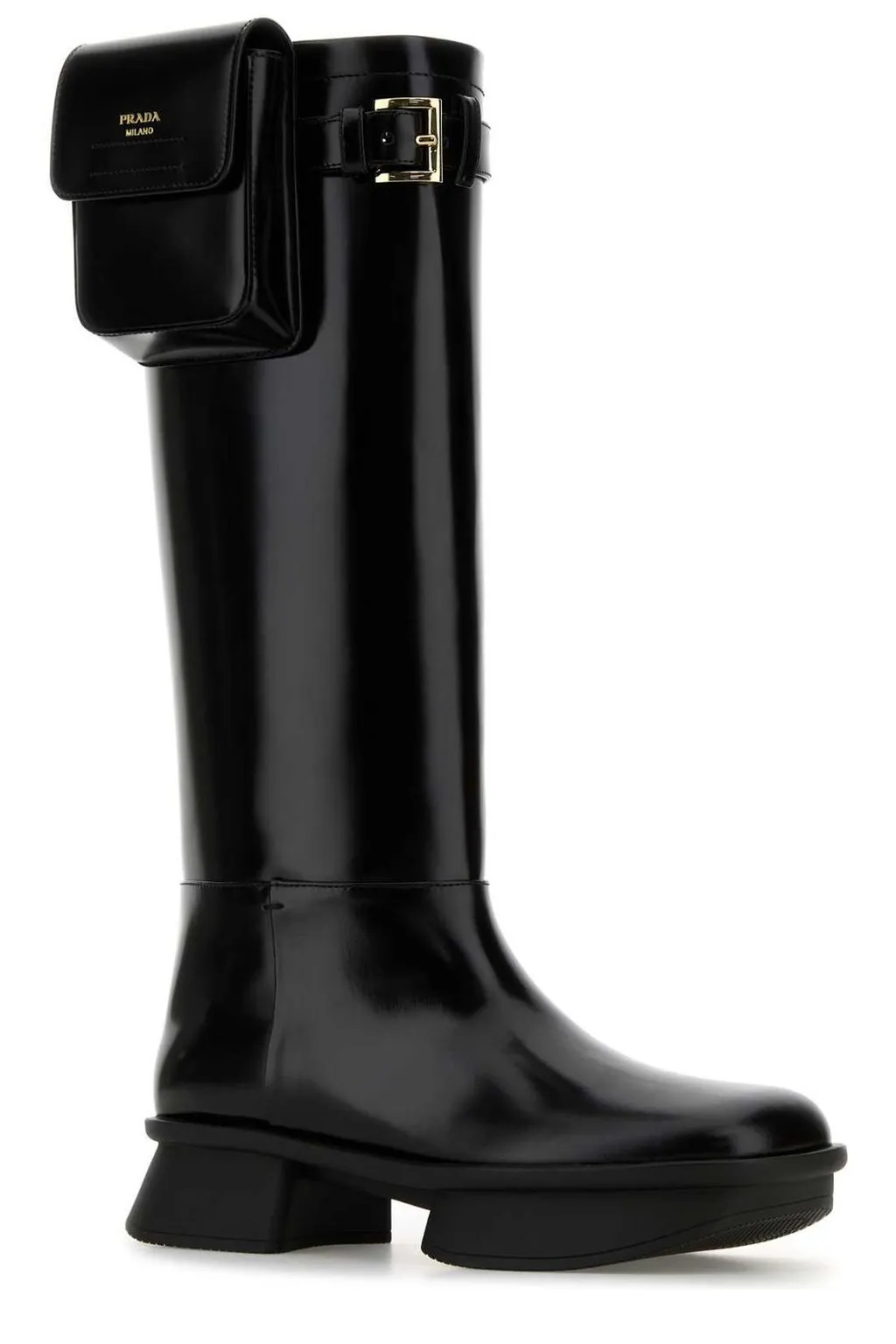 Prada Equal Block-Heeled Pouch Boots