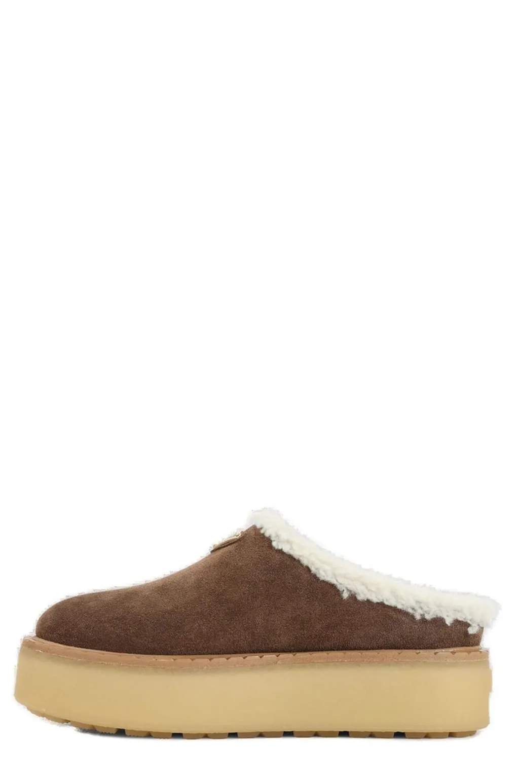 Prada Triangle-Logo Round-Toe Mules