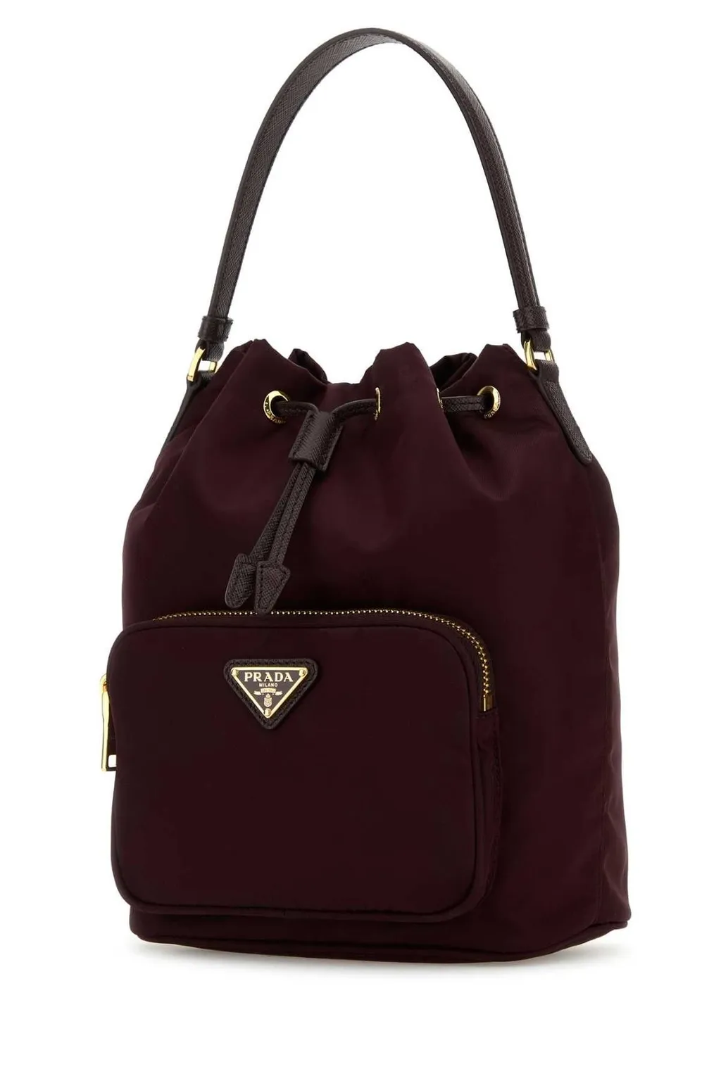 Prada Re-Nylon Triangle-Logo Drawstring Bucket Bag