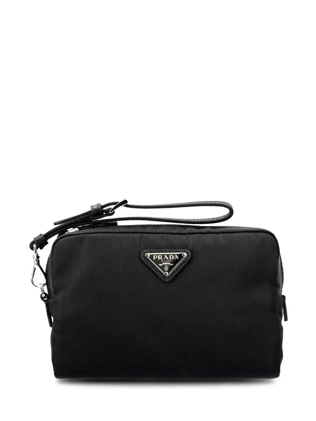 Prada Logo Plaque Zip-Up Pouch