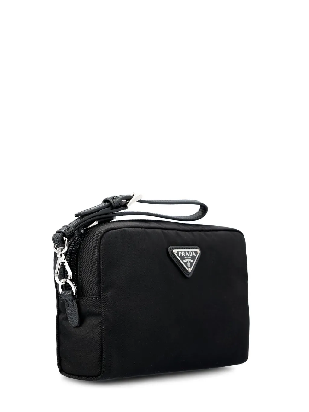 Prada Logo Plaque Zip-Up Pouch