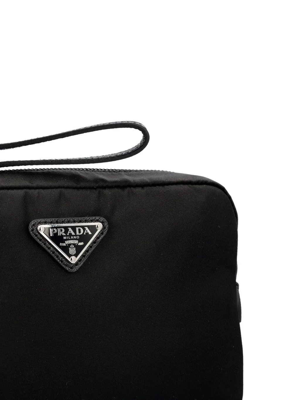 Prada Logo Plaque Zip-Up Pouch