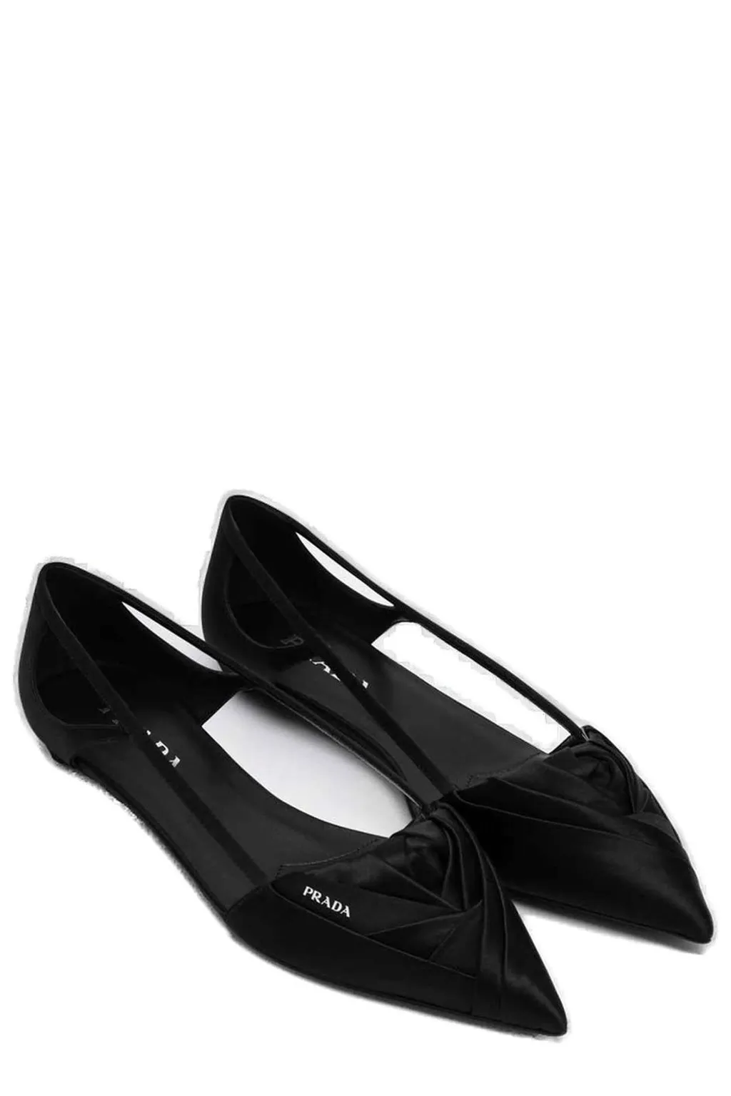 Prada Logo Printed Cut-Out Detailed Ballerinas