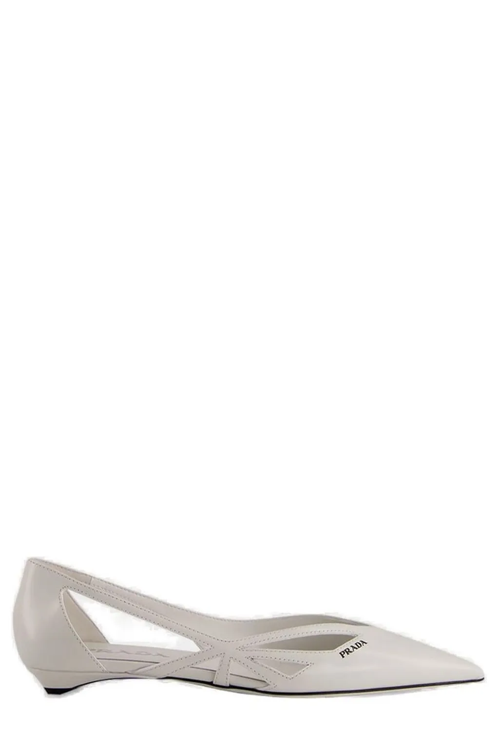 Prada Pointed-Toe Cut-Out Detailed Ballerinas