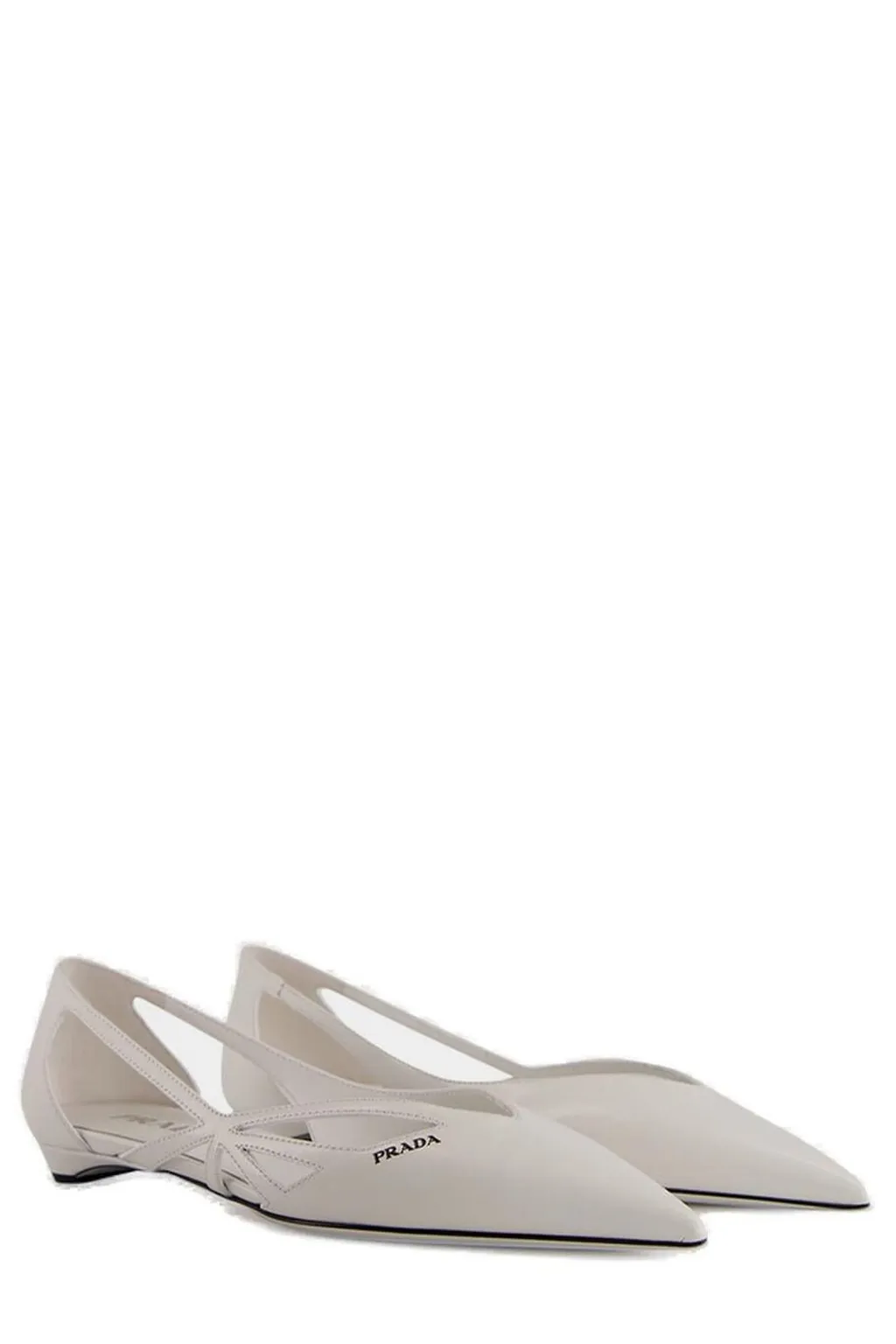 Prada Pointed-Toe Cut-Out Detailed Ballerinas