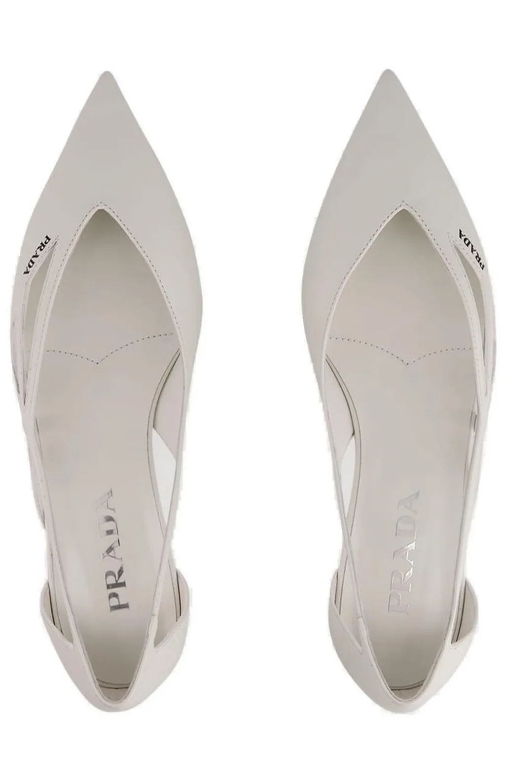 Prada Pointed-Toe Cut-Out Detailed Ballerinas