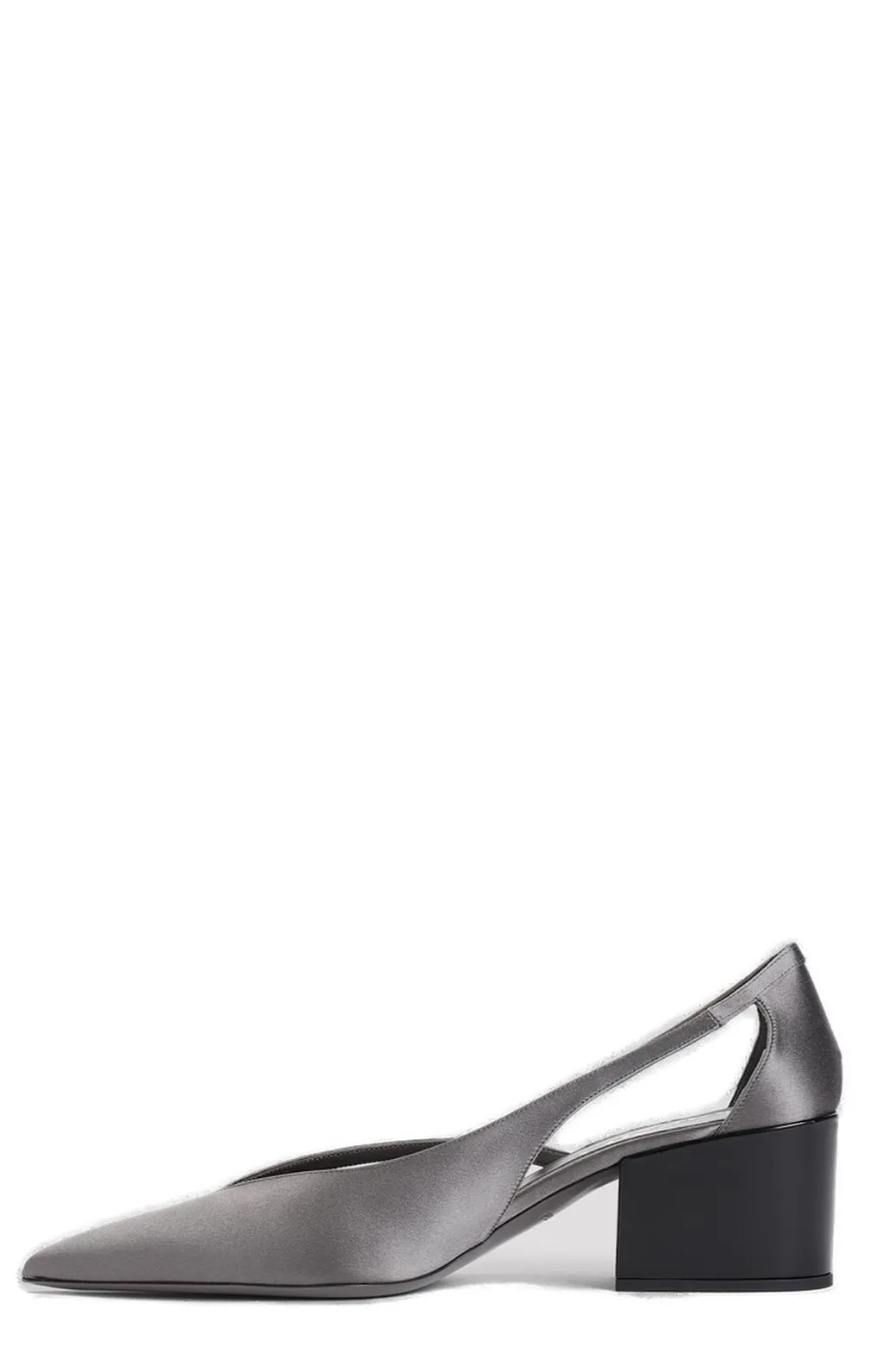 Prada Pointed-Toe Satin Cut-Out Pumps
