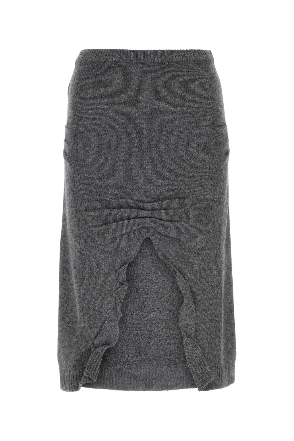 Prada Slit-Detail Midi Knit Skirt