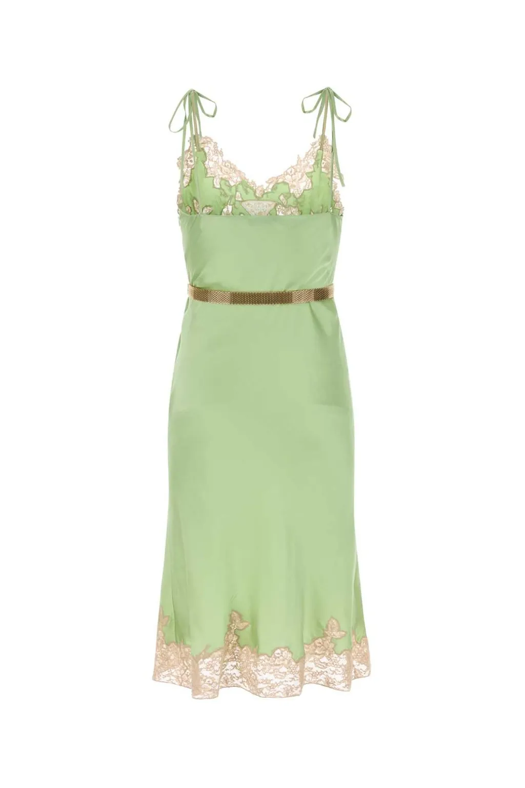 Prada Lace-Detailed Satin Dress
