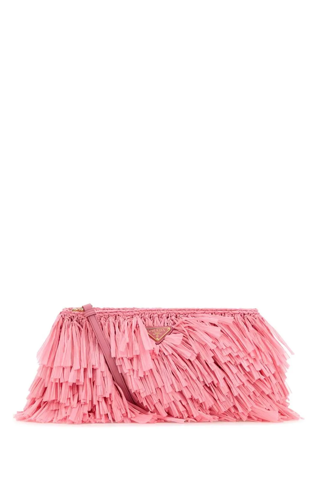Prada Triangle-Logo Fringed Clutch Bag