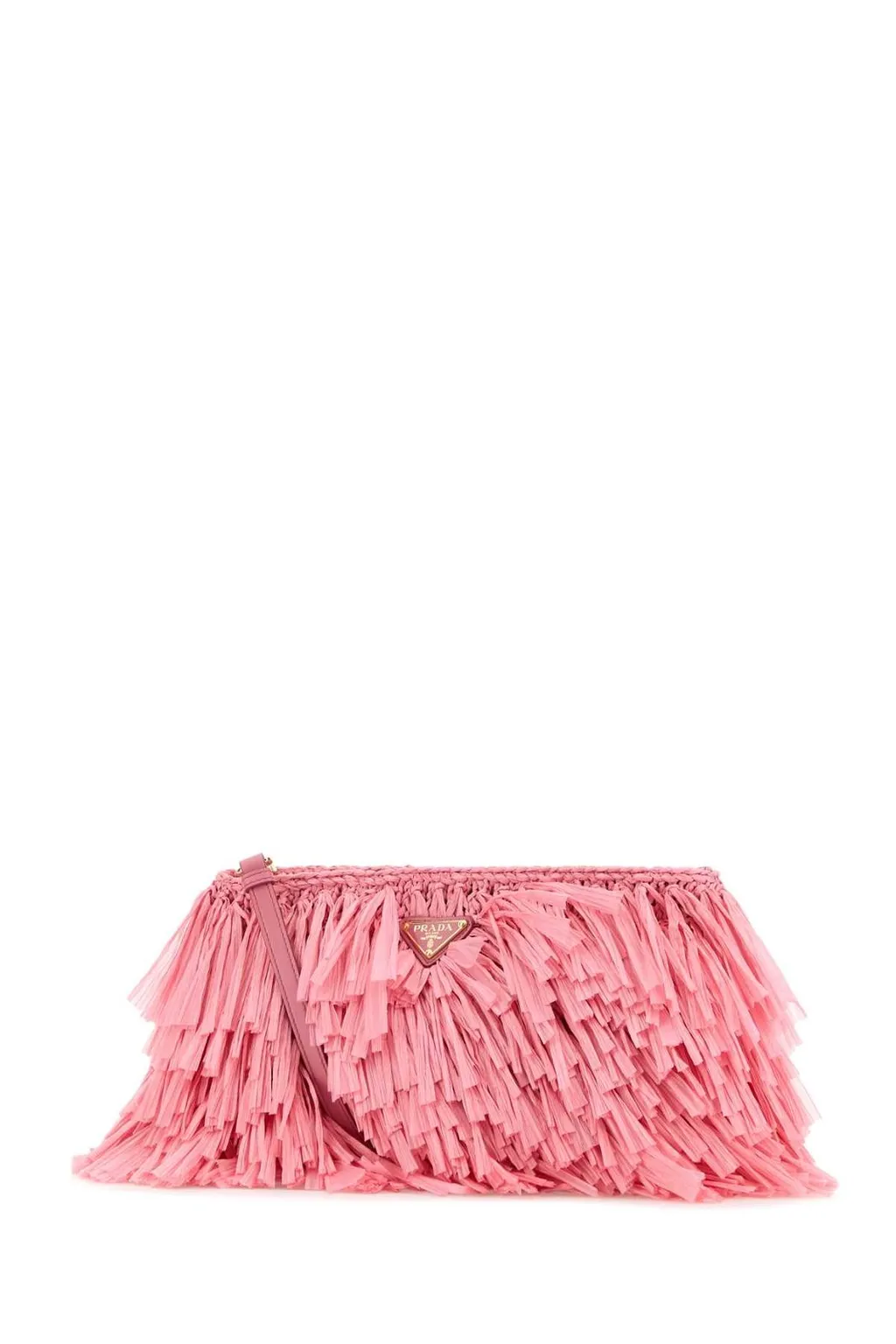 Prada Triangle-Logo Fringed Clutch Bag