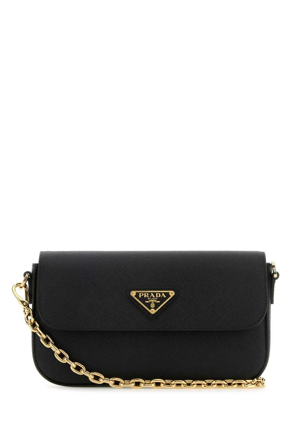 Prada Logo Plaque Chain Linked Crossbody Bag