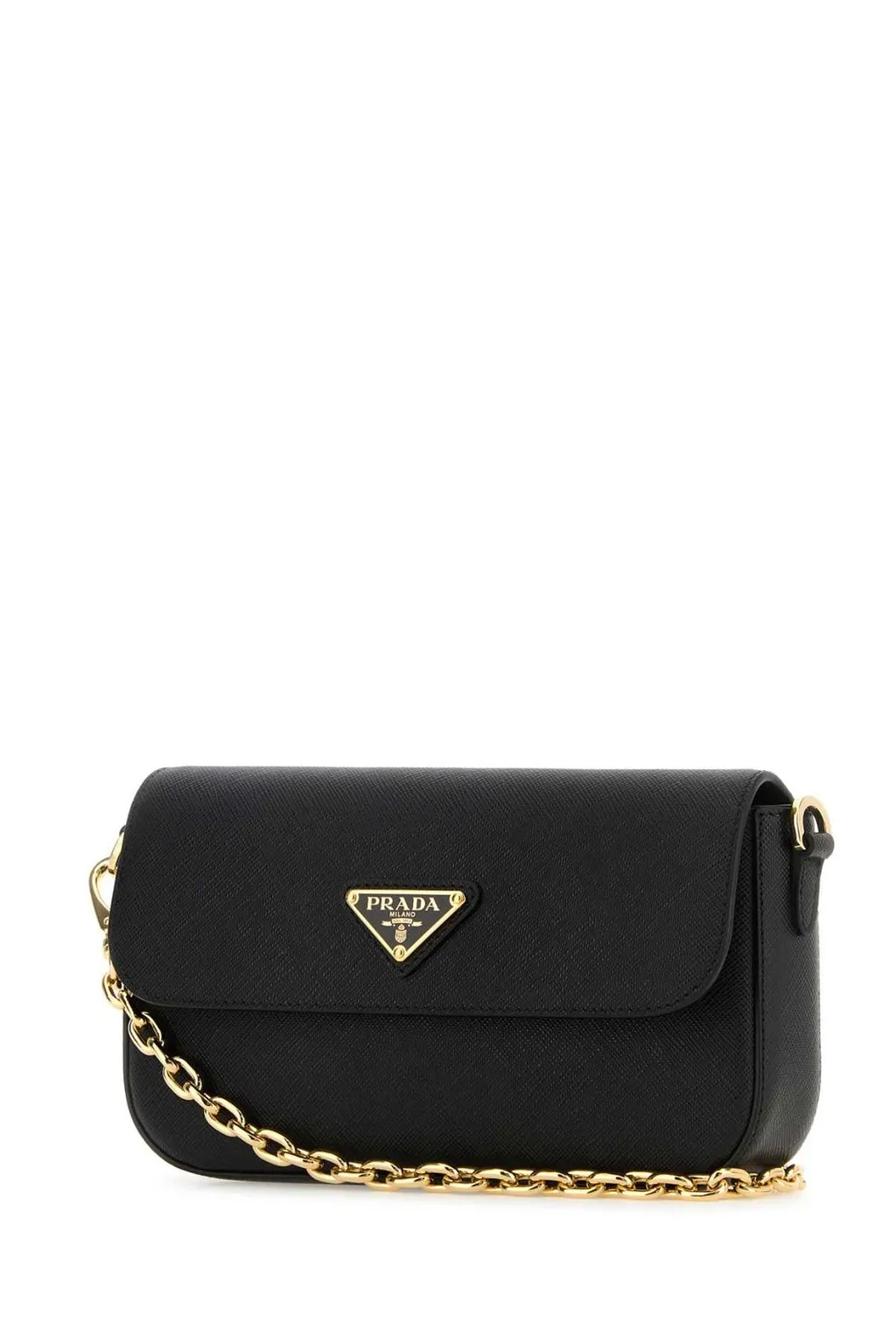 Prada Logo Plaque Chain Linked Crossbody Bag