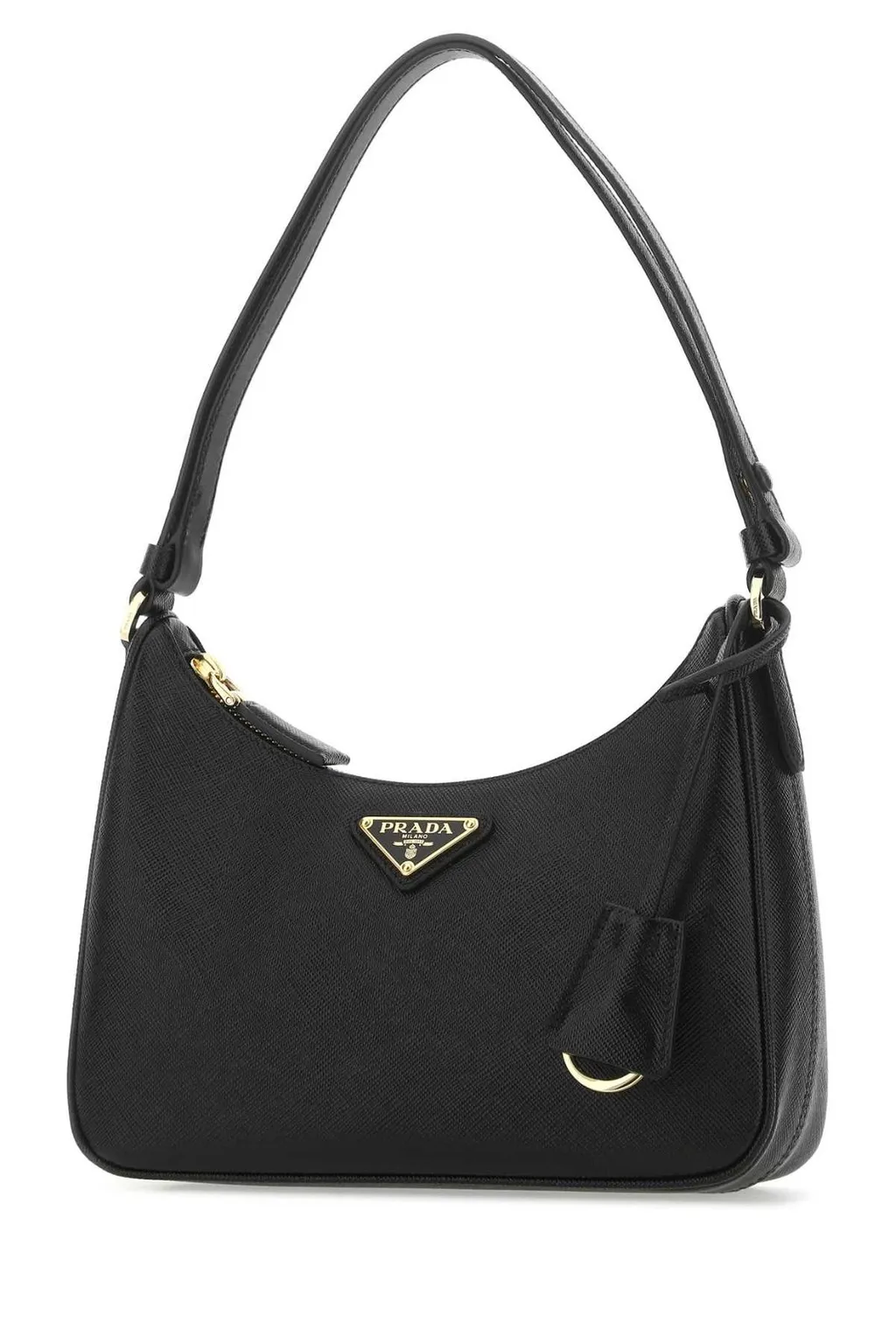 Prada Logo Plaque Zipped Shoulder Bag