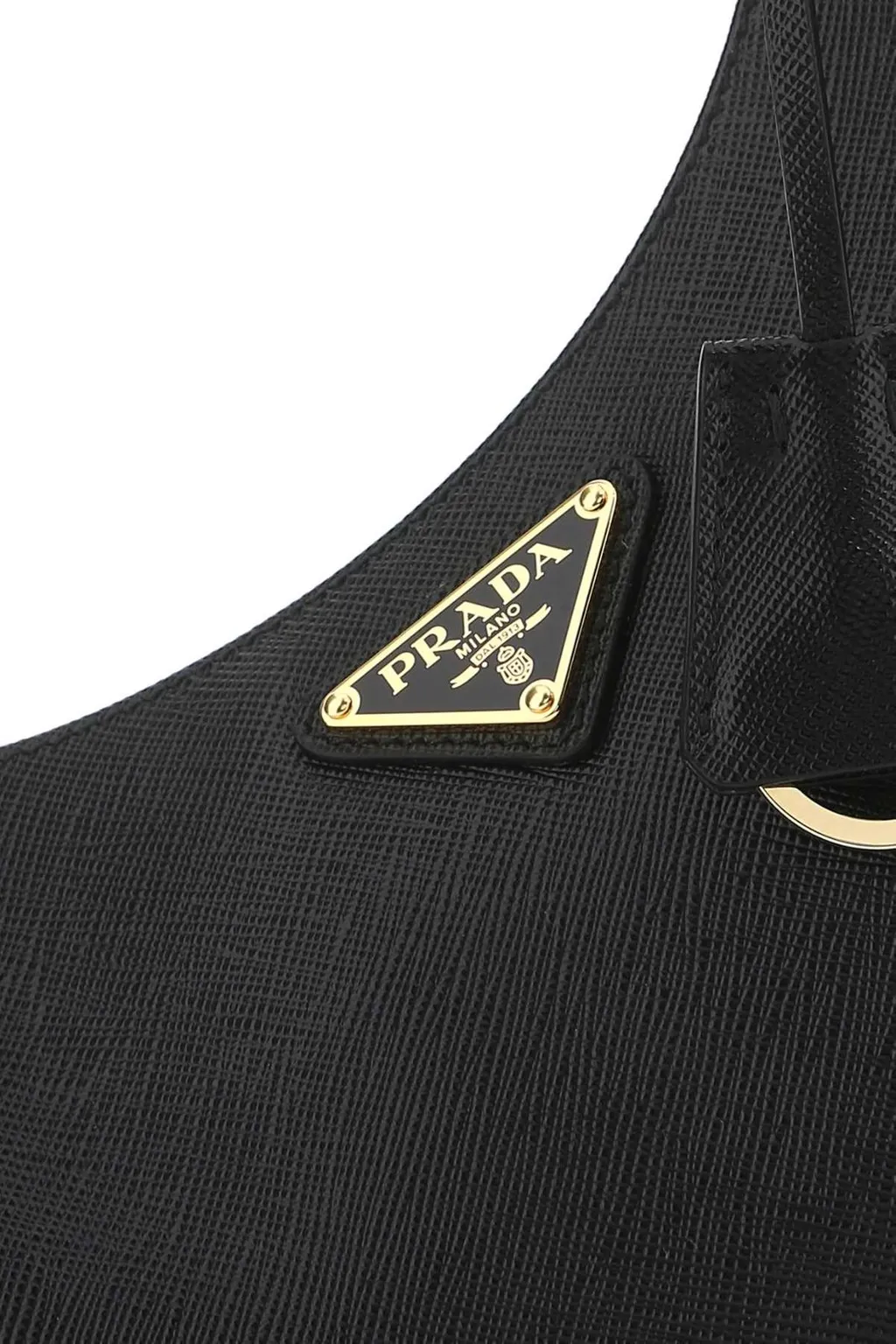 Prada Logo Plaque Zipped Shoulder Bag