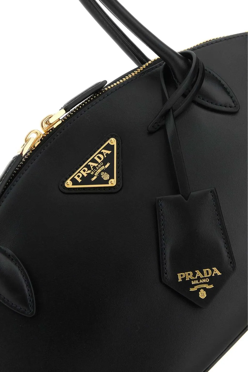 Prada Logo Plaque Tote Bag
