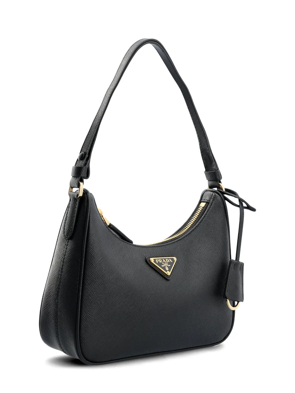 Prada Logo Plaque Zipped Shoulder Bag