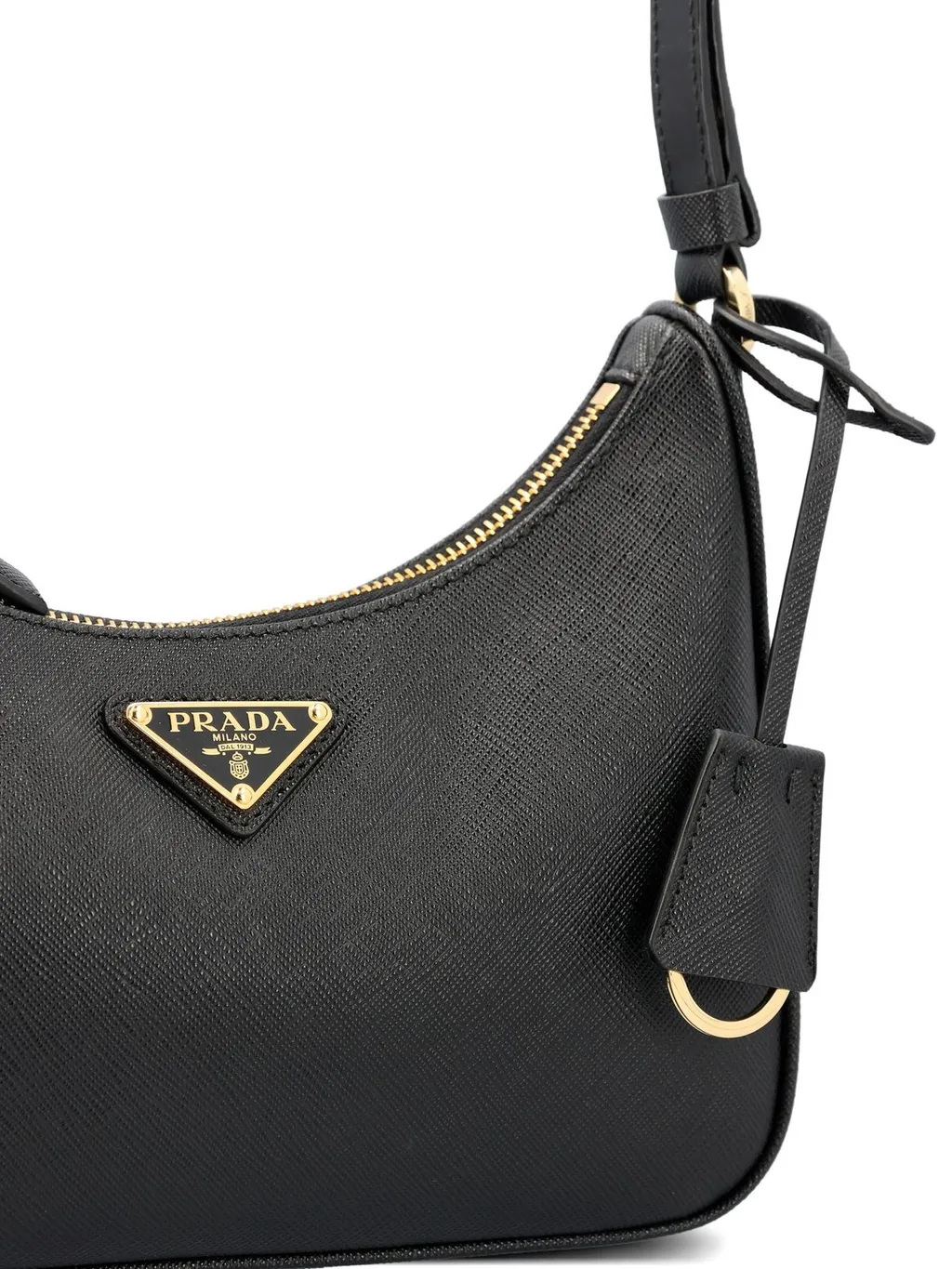 Prada Logo Plaque Zipped Shoulder Bag