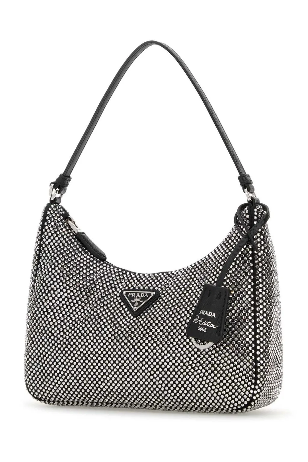 Prada Logo Plaque Zipped Shoulder Bag