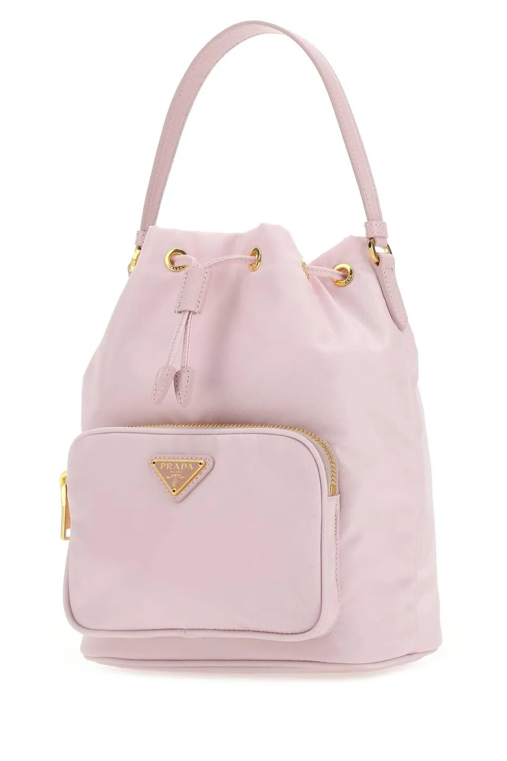 Prada Duet Logo Plaque Bucket Bag
