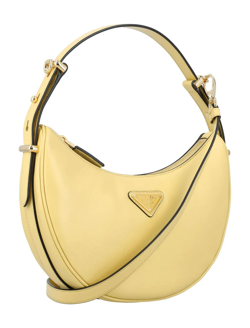 Prada Triangle Logo Plaque Moon Shaped Shoulder Bag