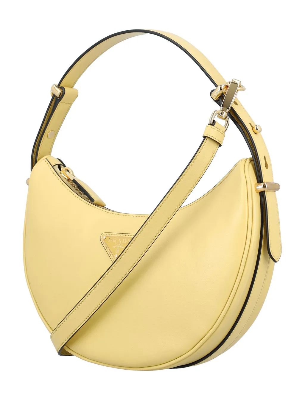 Prada Triangle Logo Plaque Moon Shaped Shoulder Bag