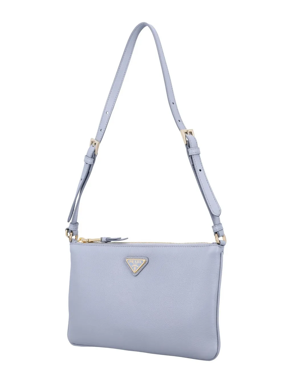 Prada Logo Plaque Zipped Shoulder Bag