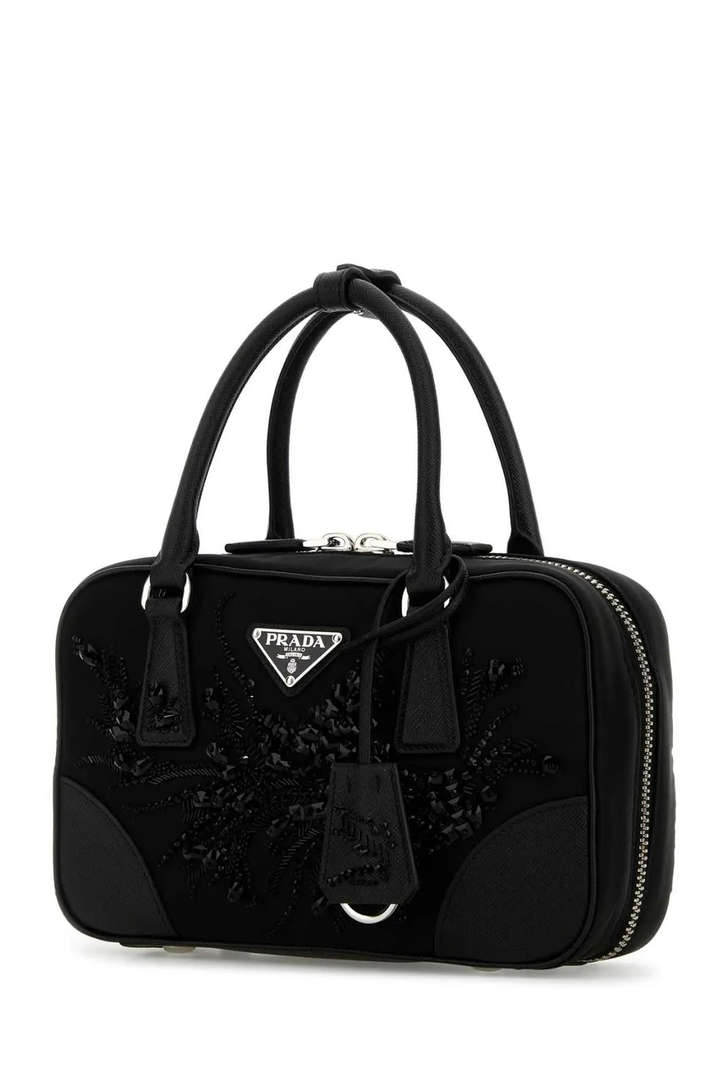 Prada Logo Plaque Zip-Up Tote Bag