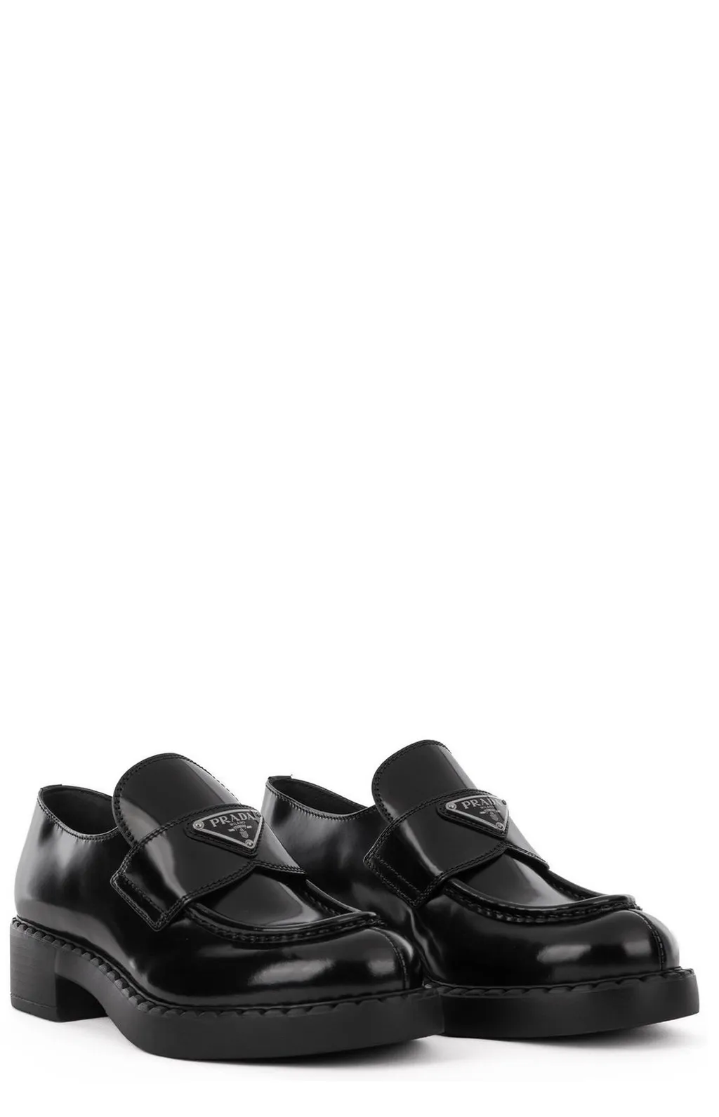 Prada Logo Plaque Slip-On Loafers