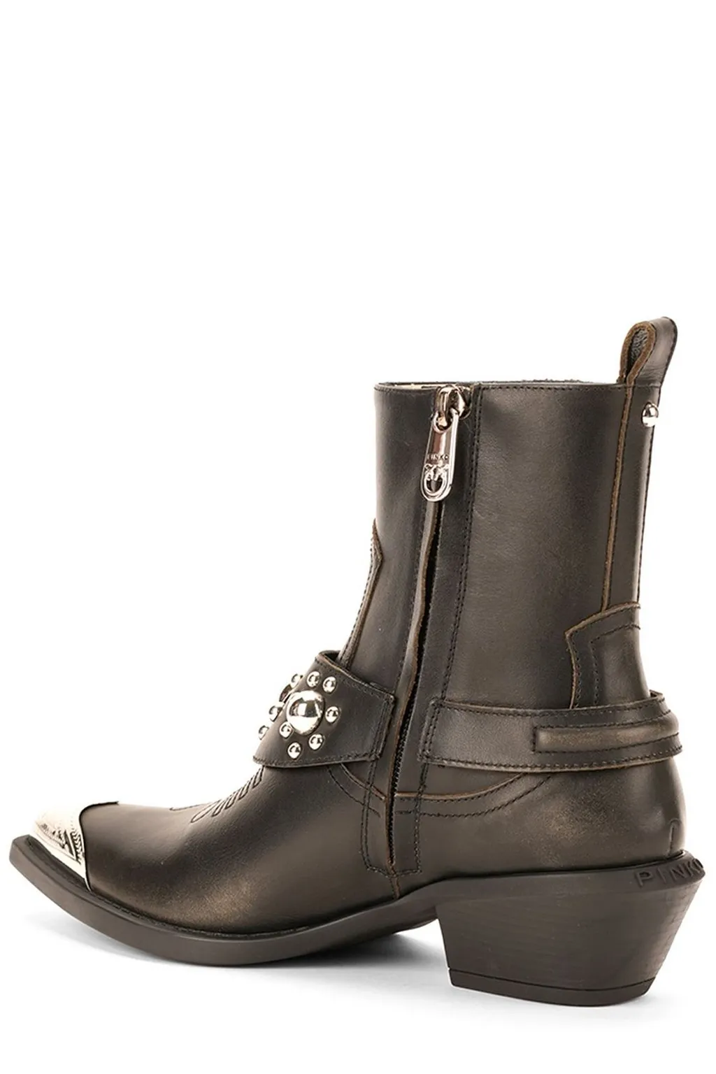 Pinko Tex Distressed Cowboy Ankle Boots