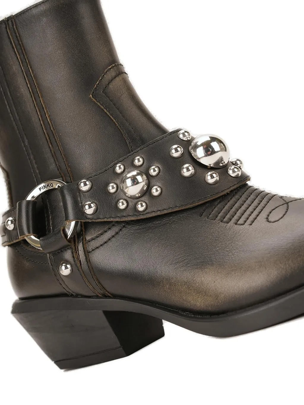 Pinko Tex Distressed Cowboy Ankle Boots