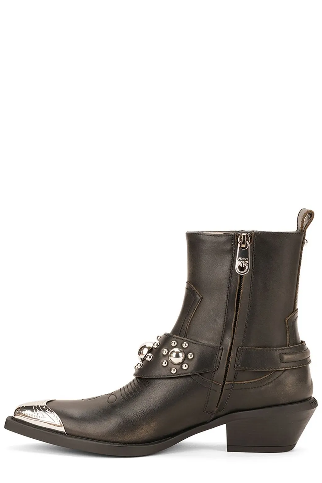 Pinko Tex Distressed Cowboy Ankle Boots