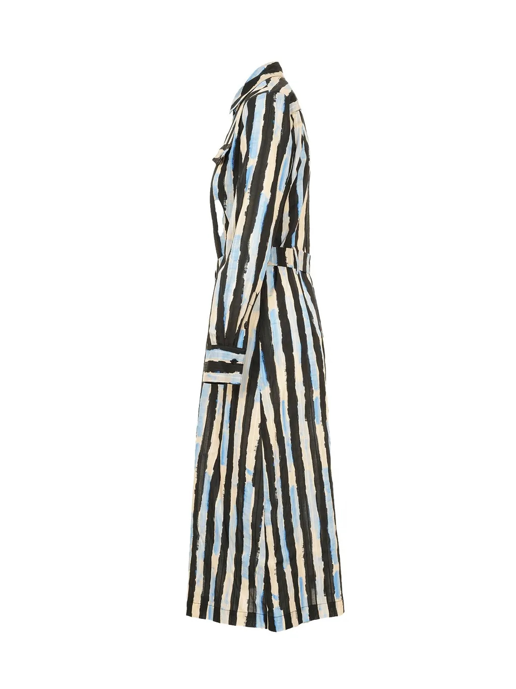 Pinko Paint-Stripe Printed Midi Shirt Dress