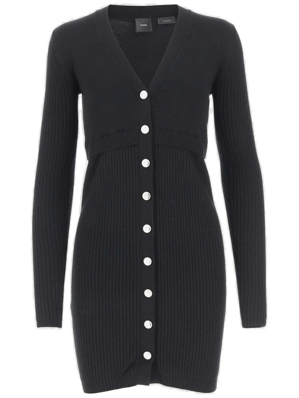 Pinko Long-Sleeved V-Neck Knitted Dress