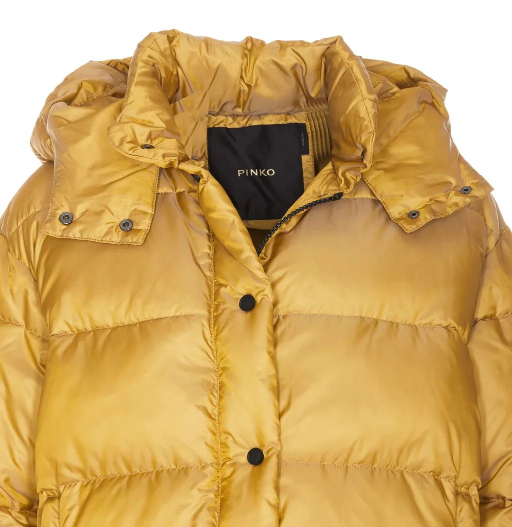 Pinko Logo Patch Hooded Down Jacket