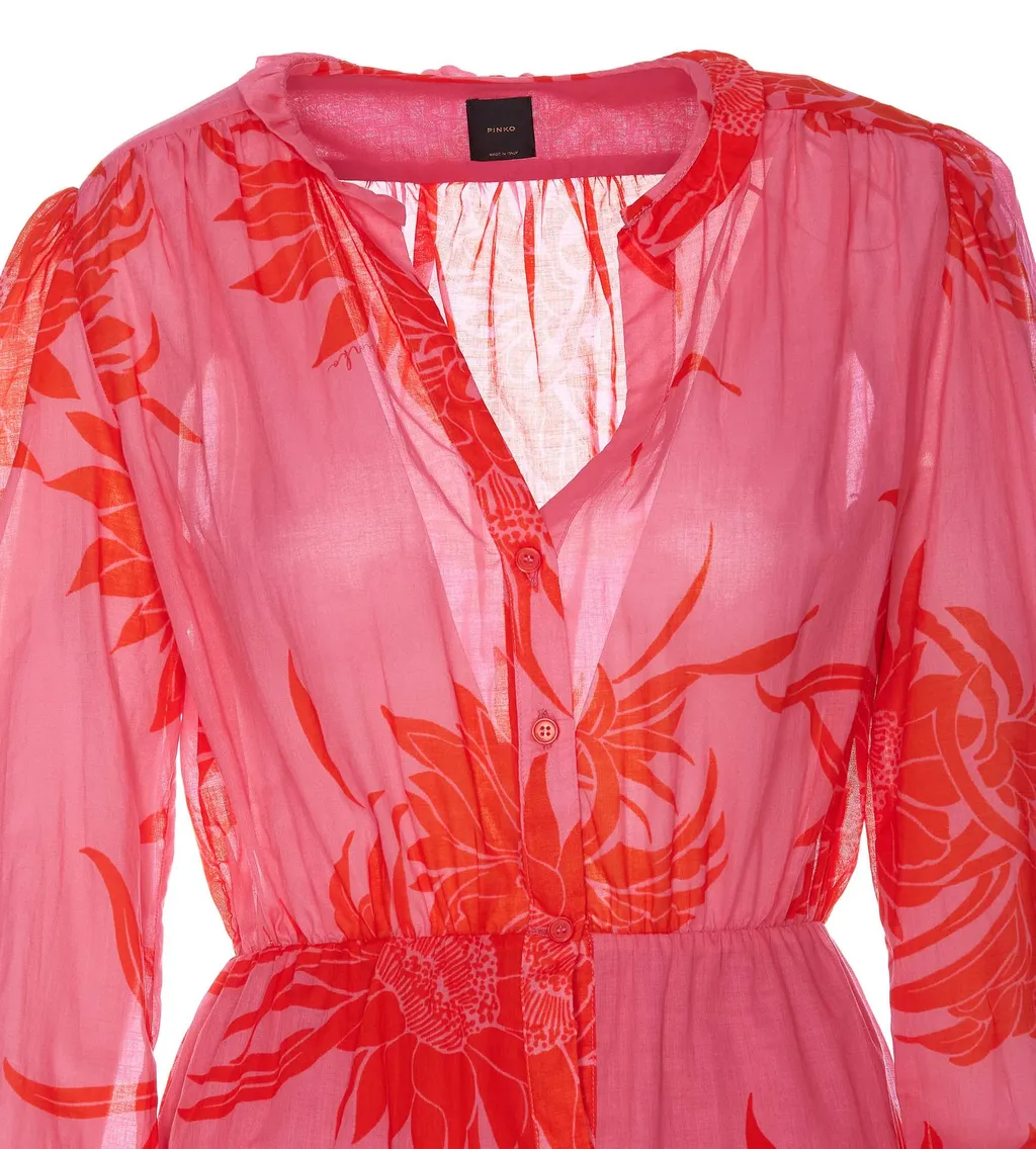 Pinko Floral Printed Long-Sleeved Dress