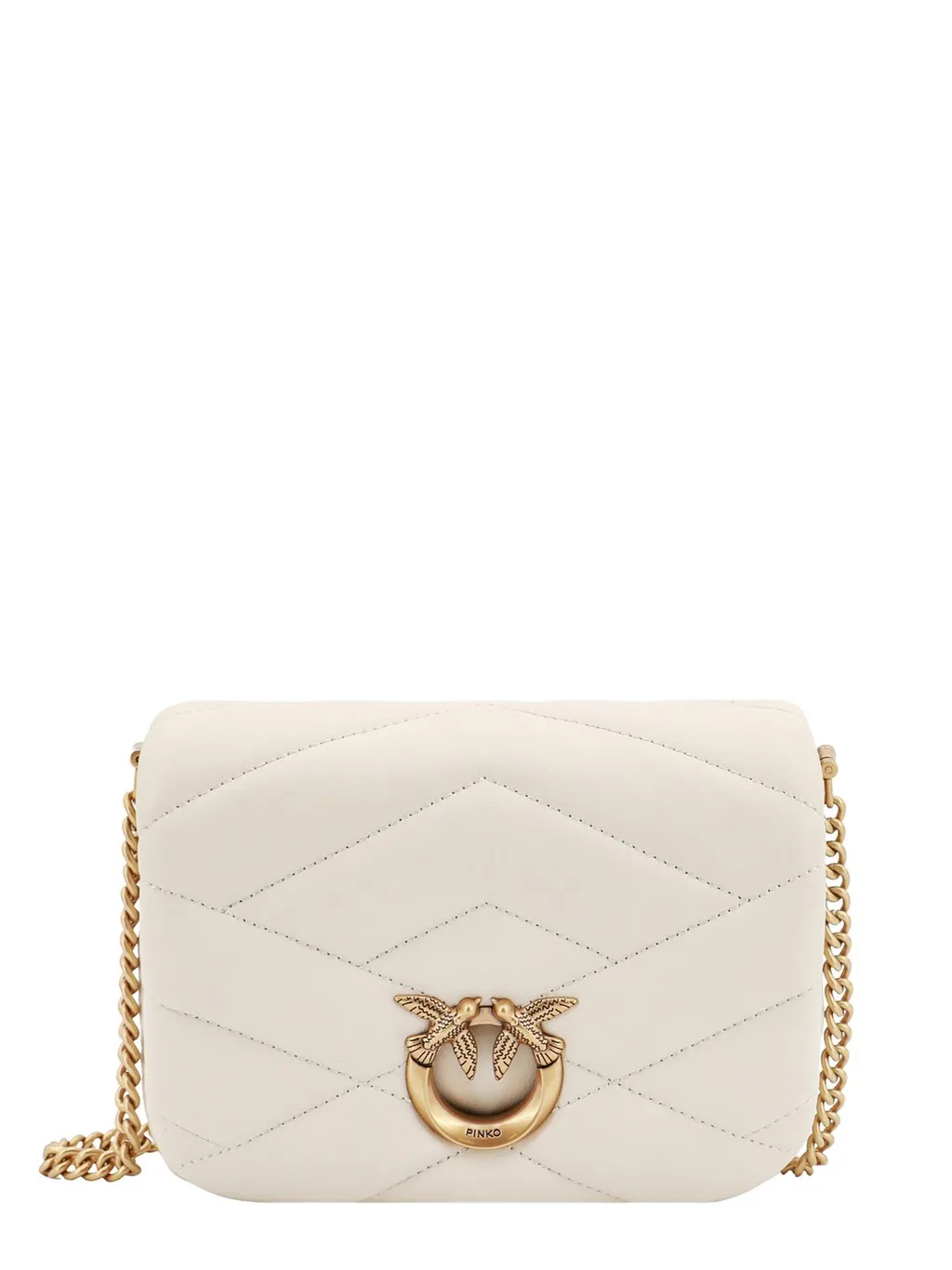 Pinko Love Birds Buckle Quilted Shoulder Bag