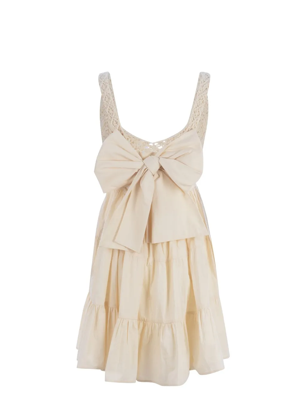 Pinko Maxi Bow Detailed Open Knit Mini Dress