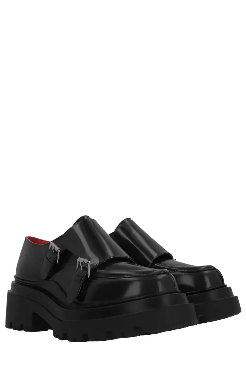 Plan C Double Strap Platform Flat Shoes