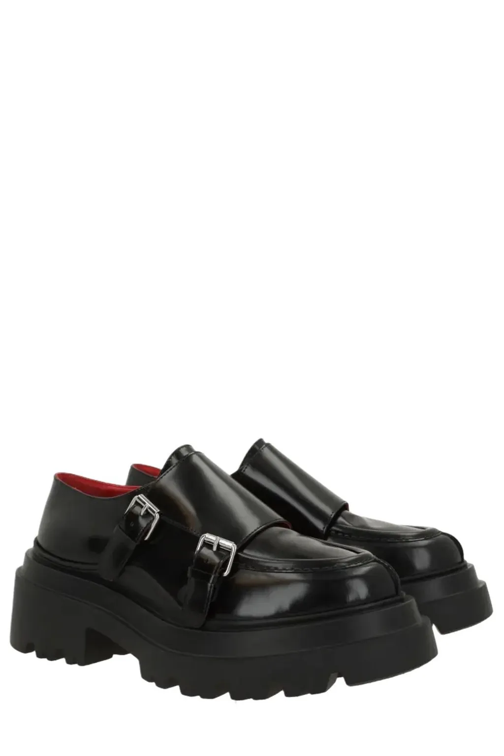 Plan C Double Strap Platform Flat Shoes