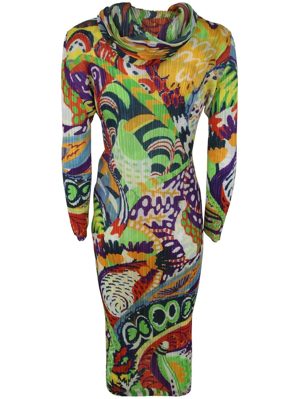 Pleats Please Issey Miyake Snowrunner Graphic Printed Pleated Midi Dress