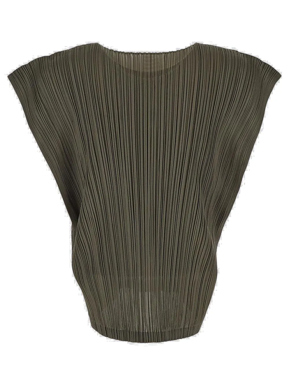 Pleats Please Issey Miyake Cap-Sleeved Pleated Blouse