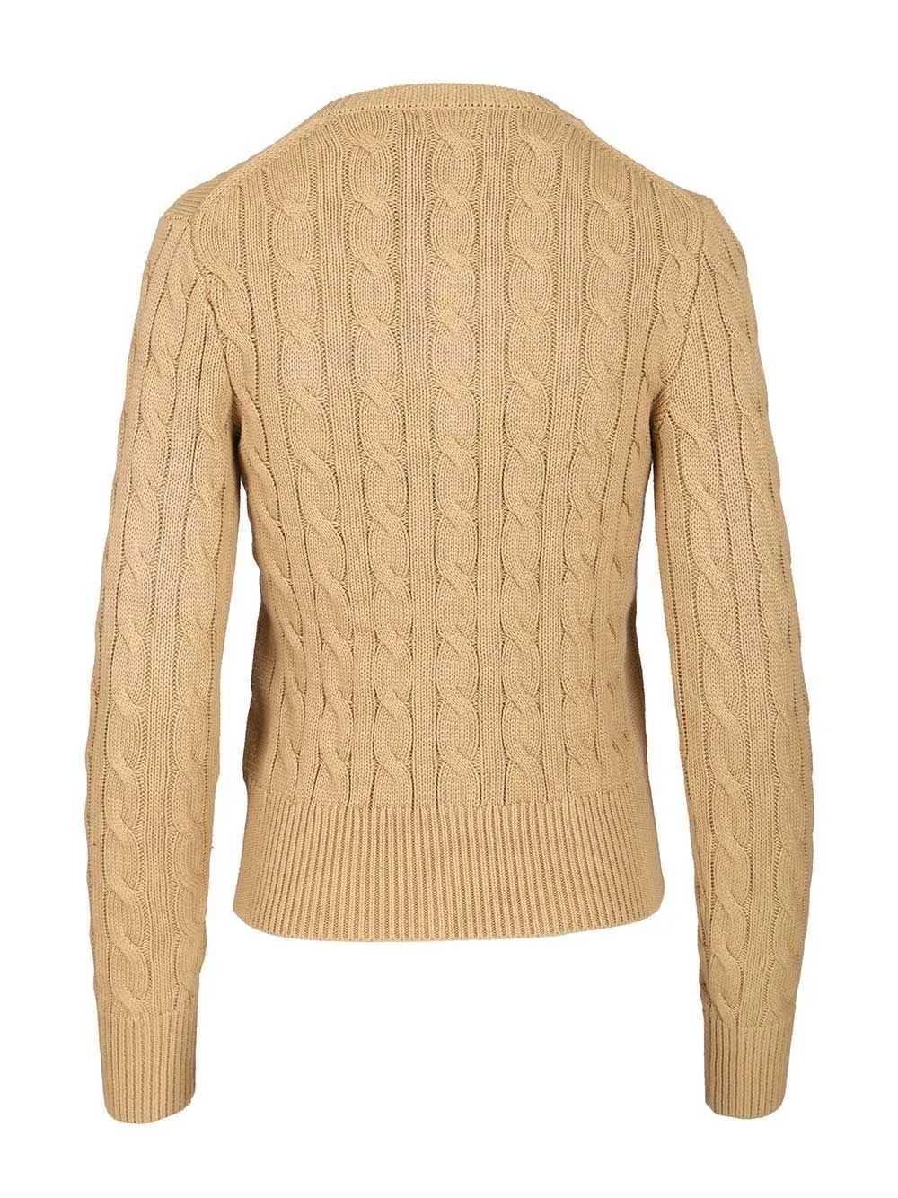 Polo Ralph Lauren Logo Embroidered Cable-Knit Cardigan