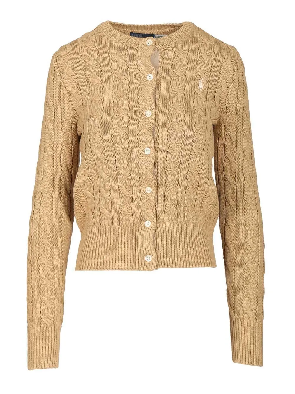 Polo Ralph Lauren Logo Embroidered Cable-Knit Cardigan